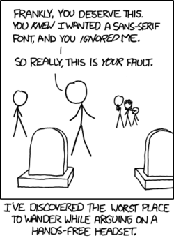 Don&#8217;t worry, the Author didn&#8217;t actually discover that having an argument in a cemetery while on your bluetooth-wireless-headset may cause comically misinterpreted situations (situations wherein people think you are arguing with the deceased about something petty, making it look like you do not respect death). He merely took the age-old &#8220;is he crazy or on his bluetooth&#8221; observation we have all made and added a slight twist in order to produce a joke for his web comic.